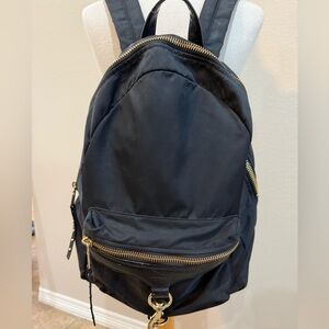 Rebecca Minkoff Women’s Textured Nylon Backpack | Black | Silver Hardware